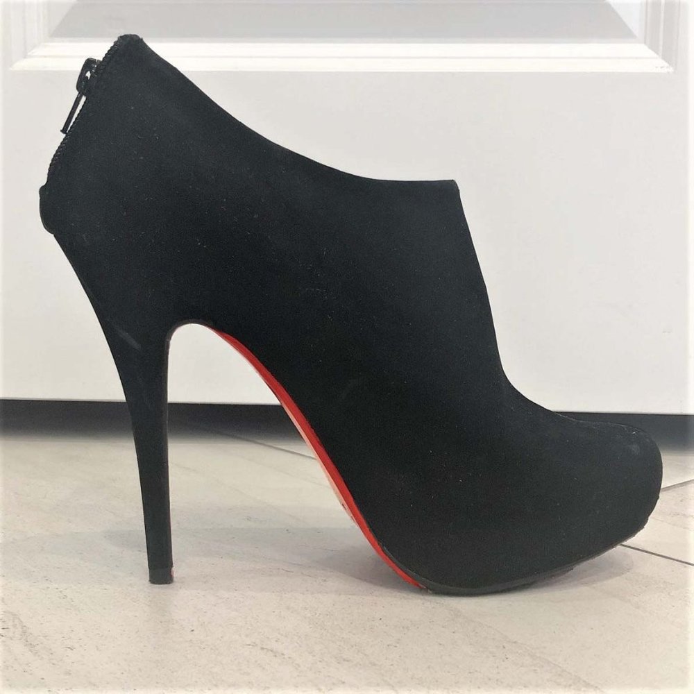 Black Faux Suede Heels / Ankle Booties